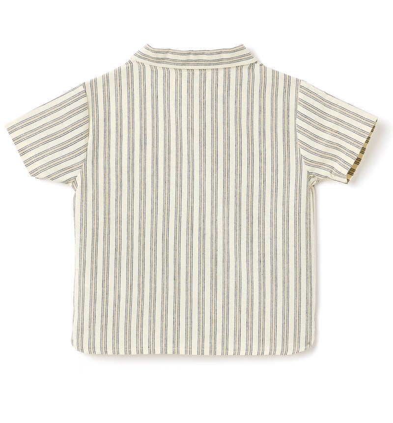 Dirkje Boys 2 Pc Set “Coastal Stripe” Collared Button-Front Shirt & Draw-Waist Shorts Set - Image 5